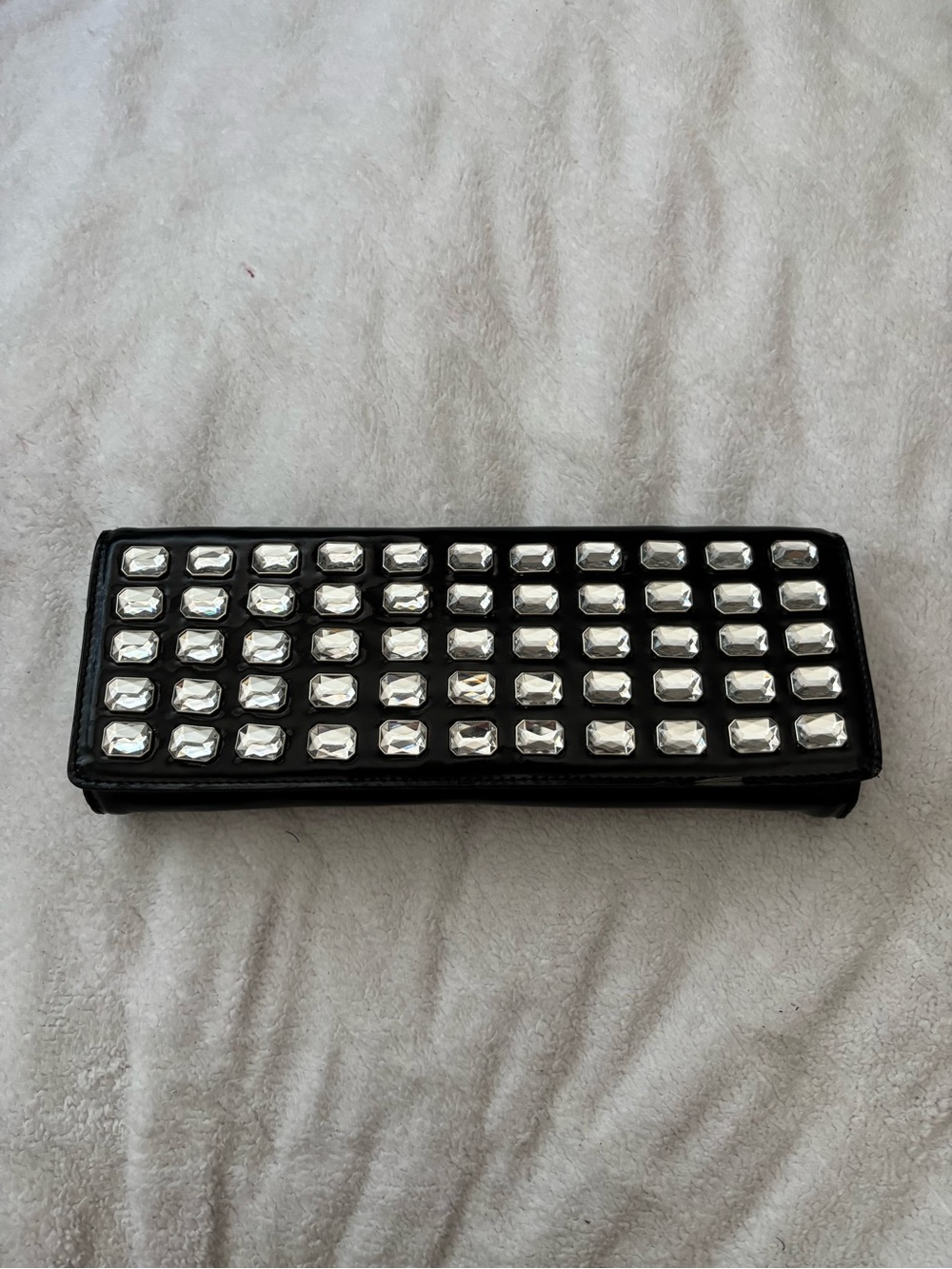 Y2K Black Studded Crystal Clutch Wallet